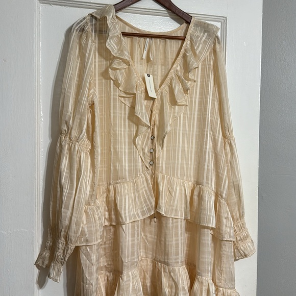 ✨ Anthropologie Long-Sleeve Sheer Ruffled Tunic Dress - Picture 7 of 11